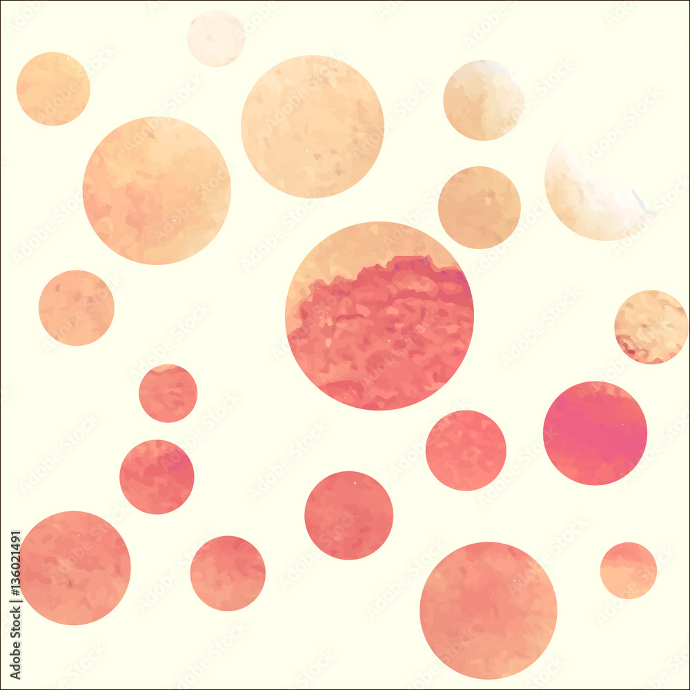 retro watercolor circles pattern, seamless vector design of a background