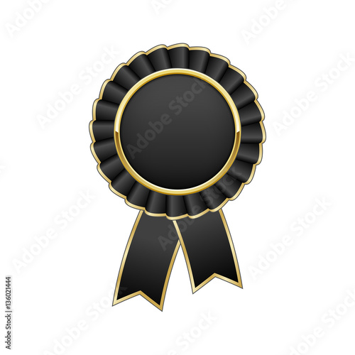 Black and gold award rosette with ribbon