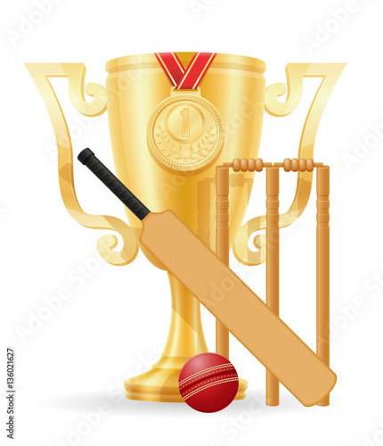 cricket cup winner gold stock vector illustration