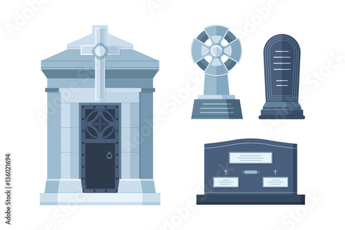 Tombstone crypt vector construction for dead people.
