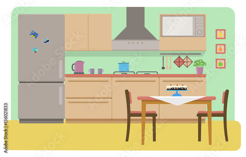 kitchen interior vector