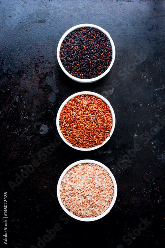 Red, black, brown rice, texture for the background