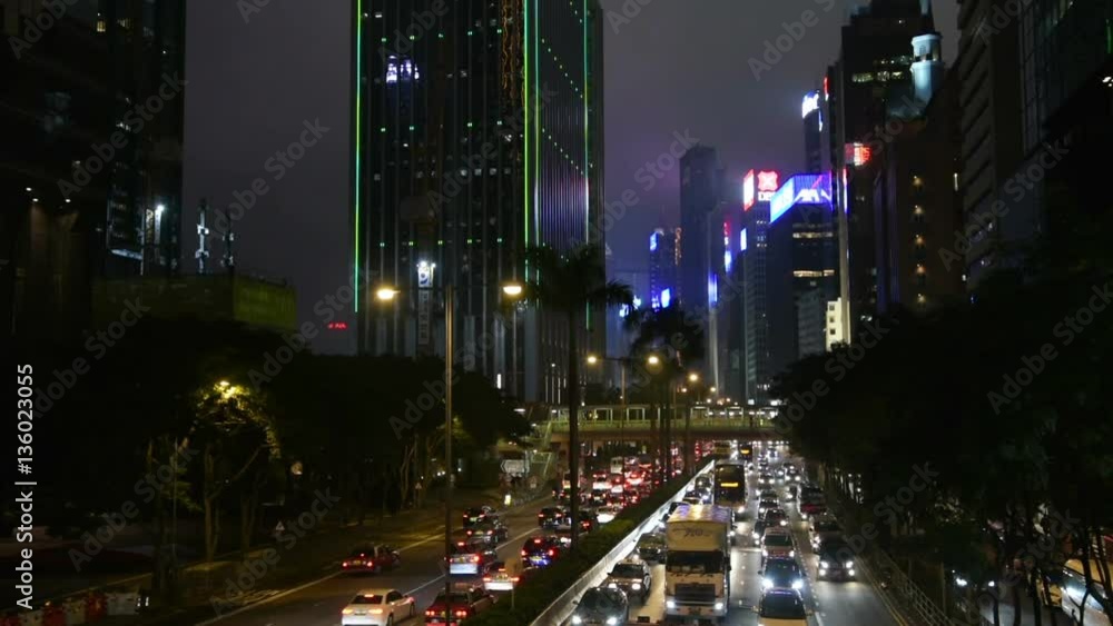 The traffic in Hong Kong island at night The traffic in Hong Kong island at night