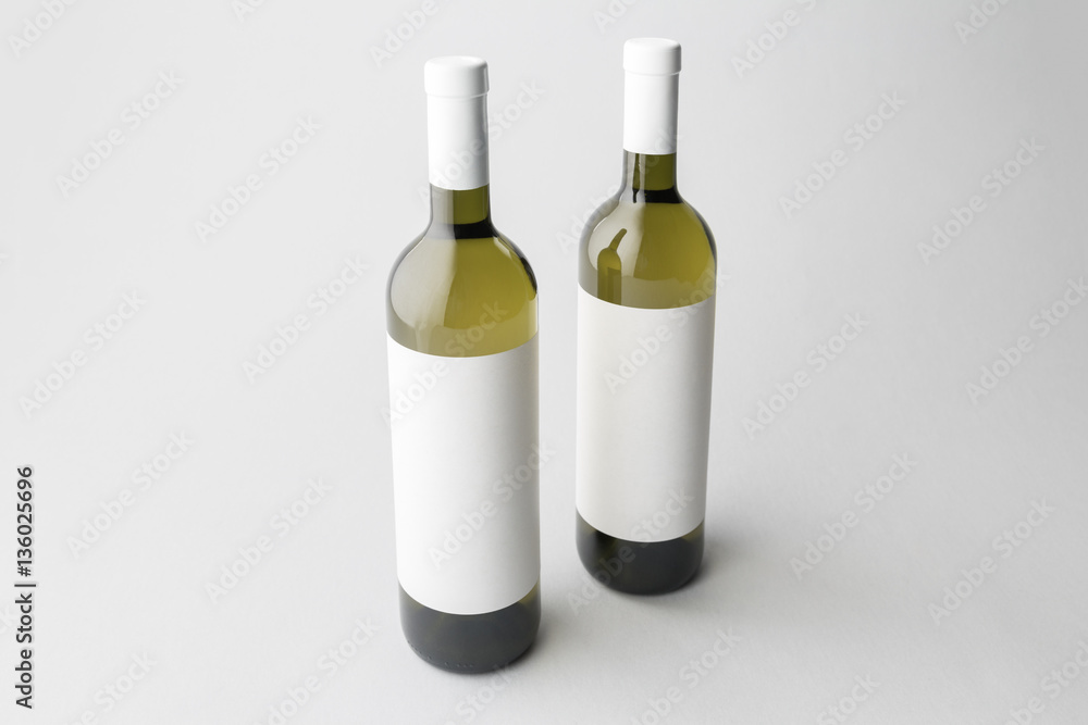 Wine bottles on a gray background
