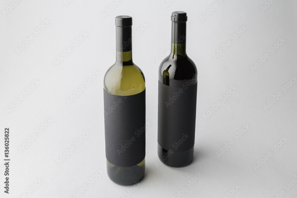 Wine bottles on a gray background