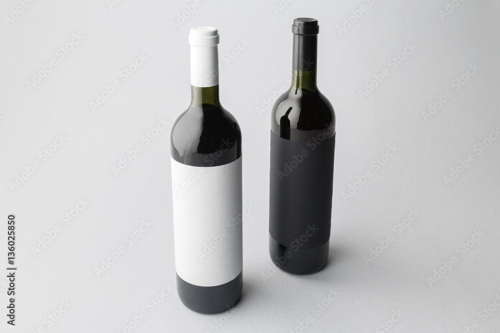 Wine bottles on a gray background Wine bottles on a gray background