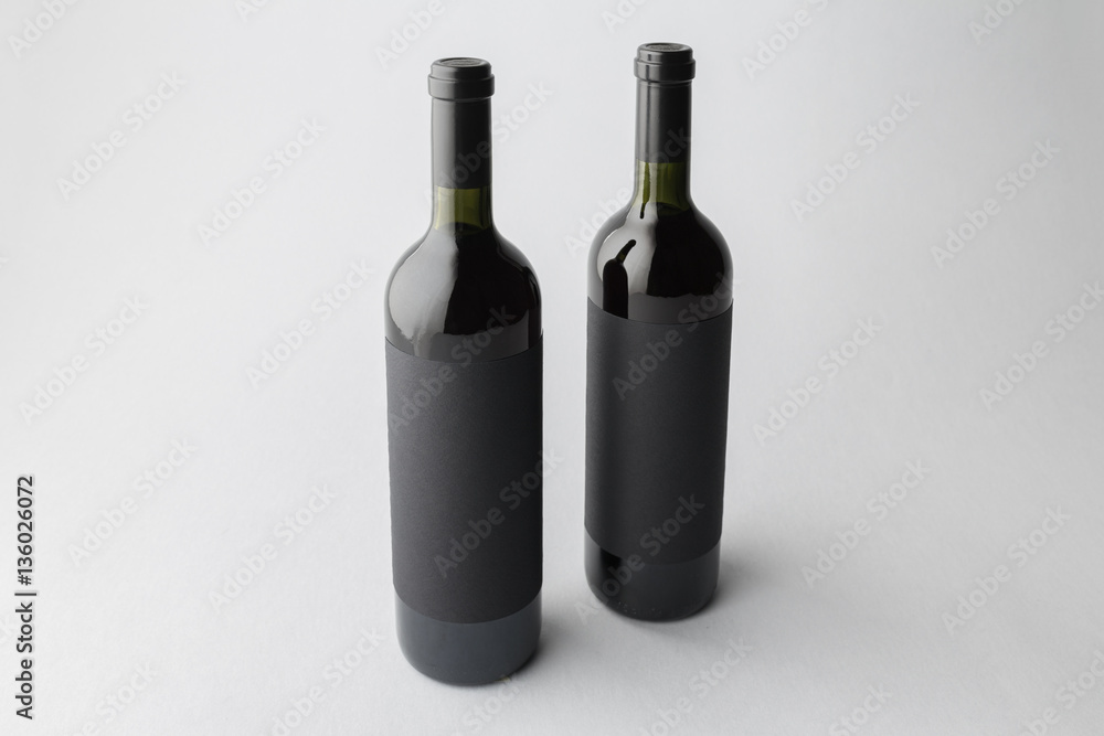 Wine bottles on a gray background Wine bottles on a gray background