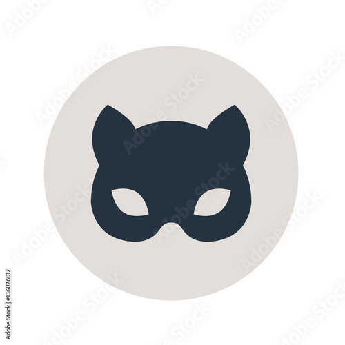 Icono plano mascara de gato en circulo gris