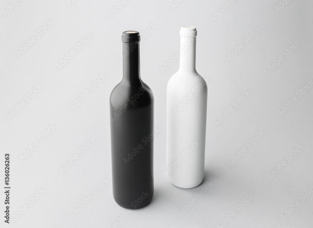 Wine bottles on a gray background