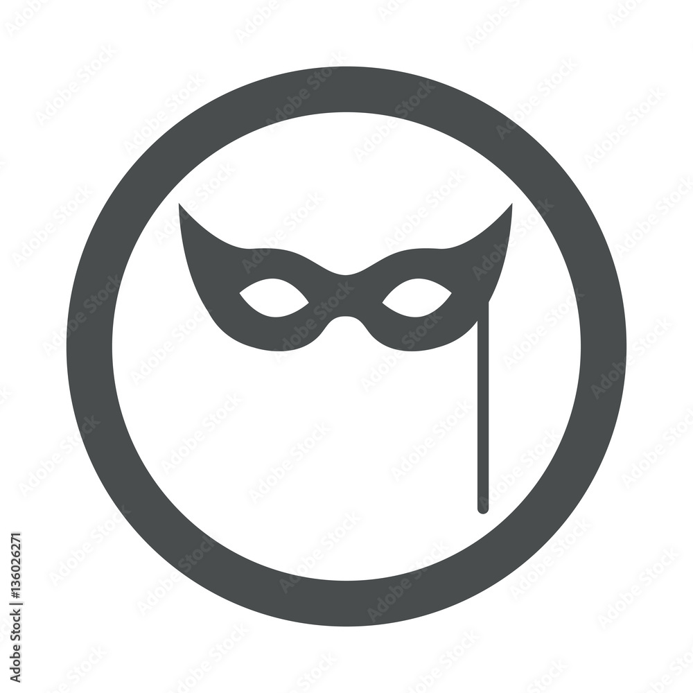 Icono plano mascara de carnaval en circulo color gris Icono plano mascara de carnaval en circulo color gris