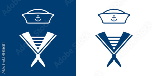 Icono plano uniforme marinero azul y blanco photo