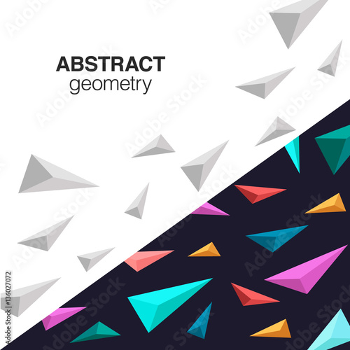Futuristic contrast composition with colorful orimami style pyramids © juhrozian