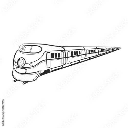 Hand draw sketch Transportation Travel icons train. Vector illustration