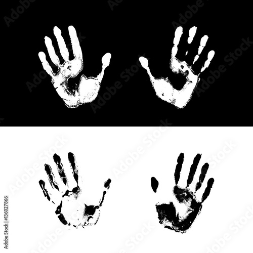 Vector illustration of grunge human handprints