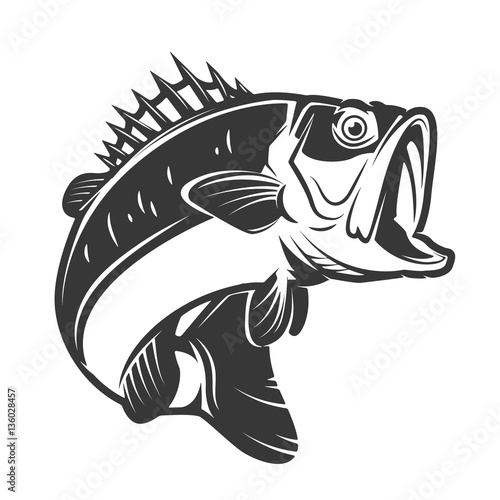  bass fish icons isolated on white background. Design element fo photo
