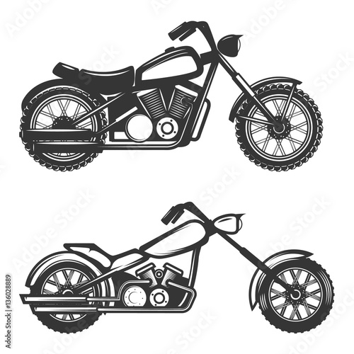 Set of motorcycle icons isolated on white background. Design ele