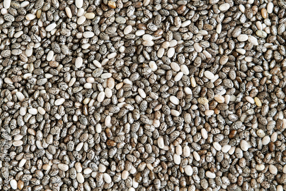 Healthy chia seeds background. Close-up, horizontal, top view Healthy chia seeds background. Close-up, horizontal, top view