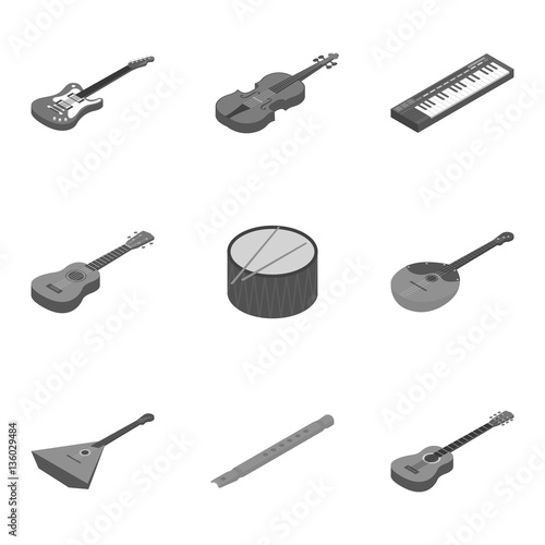 Musical instruments set icons in monochrome style. Big collection of musical instruments vector symbol stock illustration