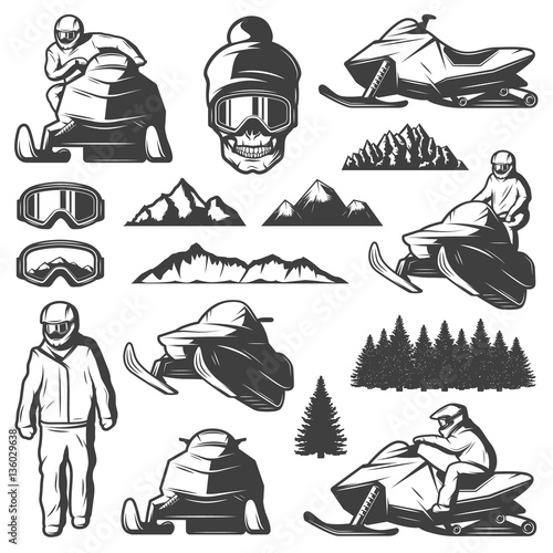 Vintage Winter Sport Elements Collection