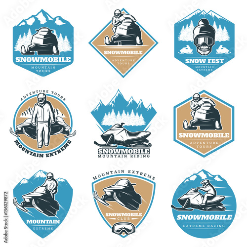 Colorful Riding Tour Labels Set