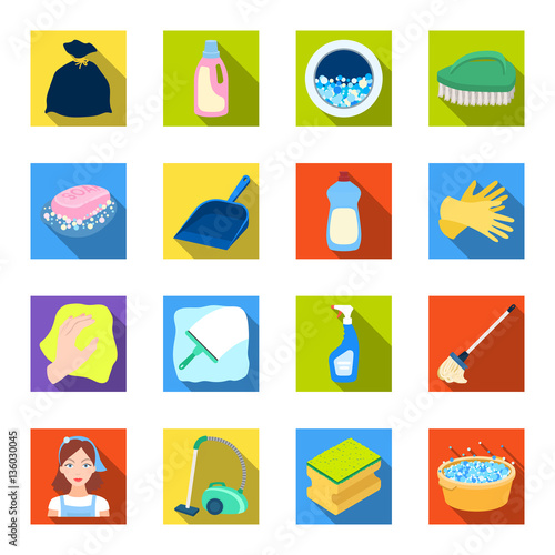 Cleaning set icons in flat style. Big collection of cleaning vector symbol stock illustration
