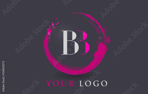 BB Letter Logo Circular Purple Splash Brush Concept.