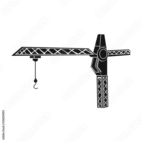 Building crane icon in monochrome style isolated on white background. Architect symbol stock vector illustration.