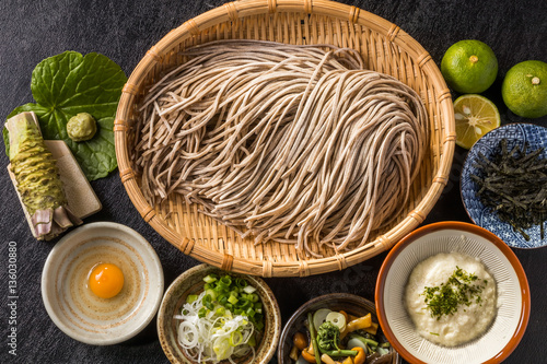 うちたて新そば Newly made raw soba Japanese foods photo