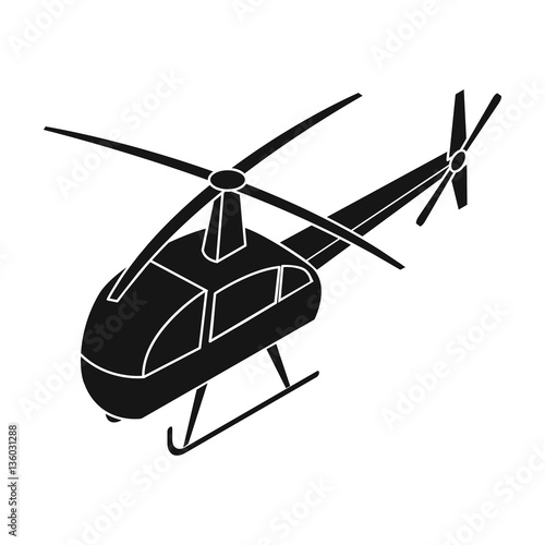 Helicopter icon in black style isolated on white background. Transportation symbol stock vector illustration.