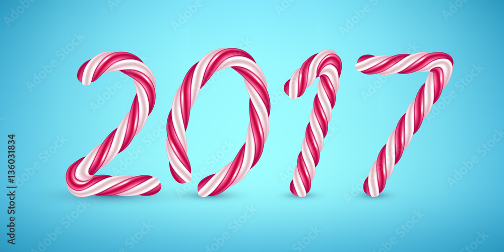 Obraz premium 2017 candy cane new year illustration.