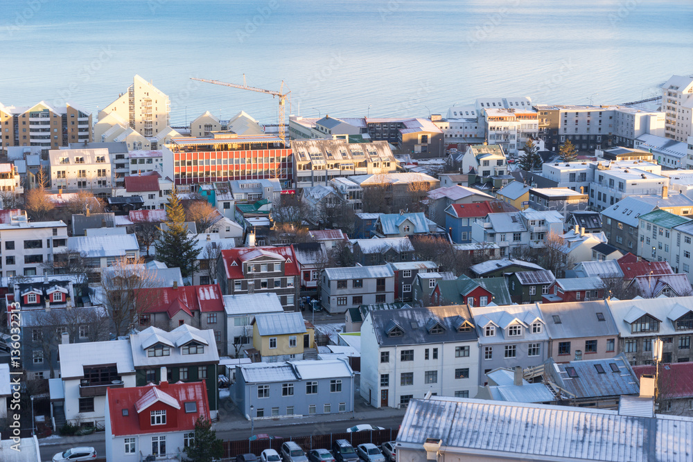 Fototapeta premium View of Reykjavik from the top of the Hallgrimskirkja Cathedral