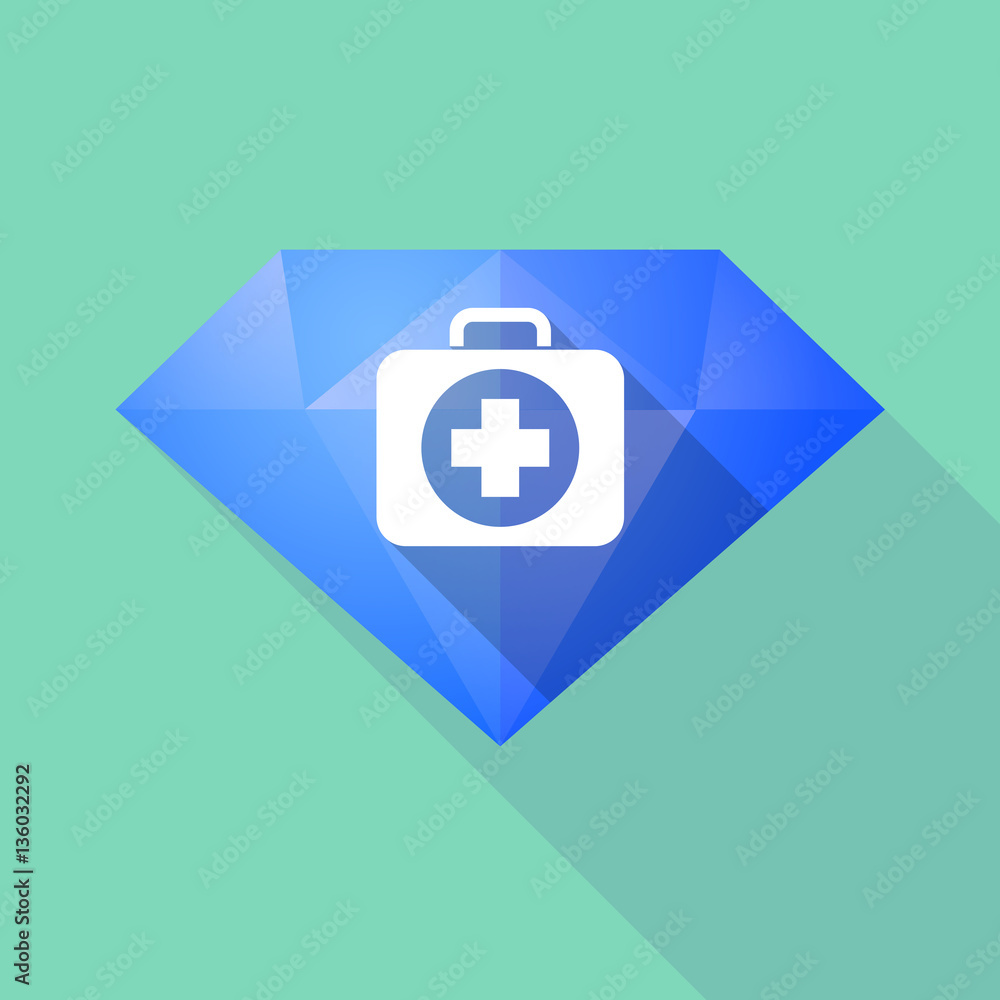Long shadow diamond with a first aid kit icon Long shadow diamond with a first aid kit icon