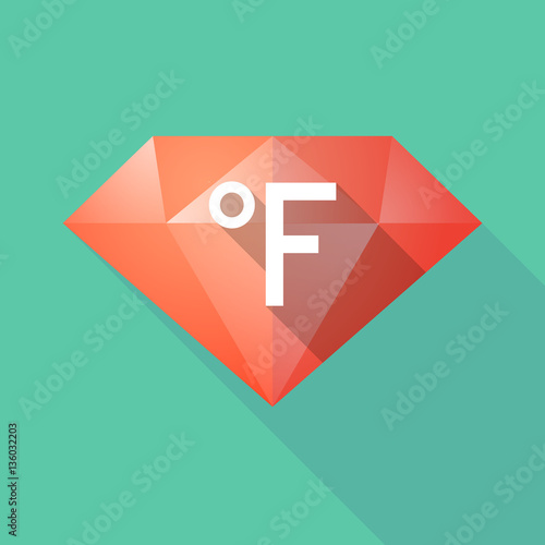 Long shadow  diamond with  a farenheith degrees sign