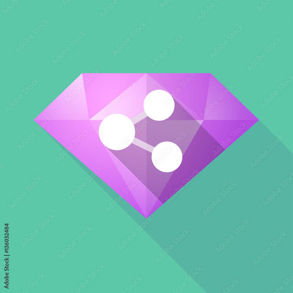 Long shadow diamond with a network sign Long shadow diamond with a network sign