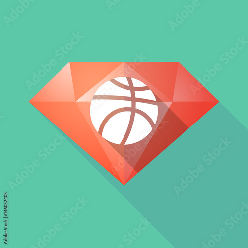 Long shadow  diamond with  a basketball ball