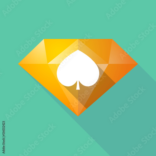 Long shadow  diamond with  the  spade  poker playing card sign