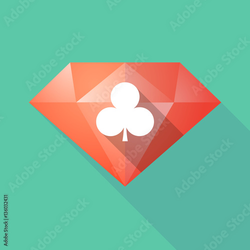 Long shadow  diamond with  the  Club  poker playing card sign