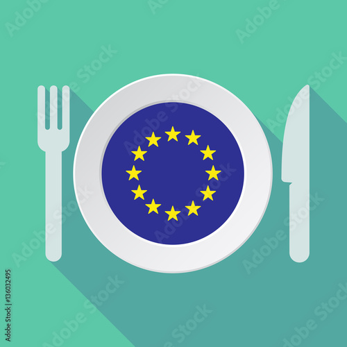 Long shadow tableware with  the EU flag stars