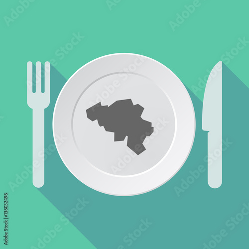 Long shadow tableware with the map of Belgium