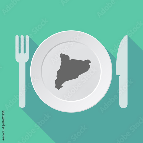 Long shadow tableware with the map of Catalonia