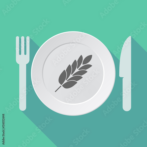 Long shadow tableware with  a wheat plant icon