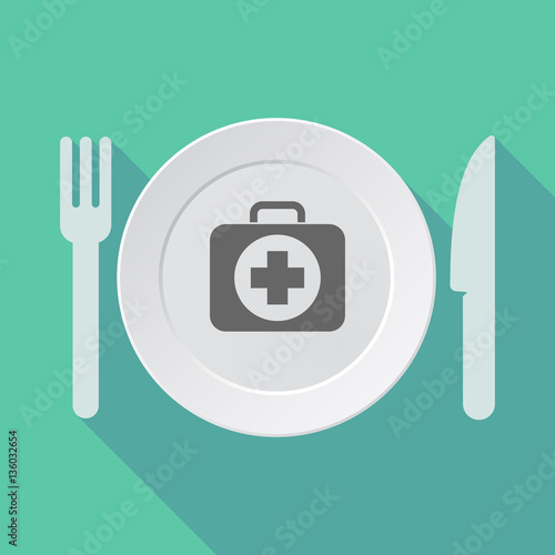 Long shadow tableware with  a first aid kit icon