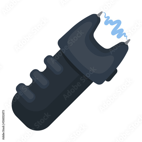 Taser icon in cartoon style isolated on white background. Police symbol stock vector illustration.