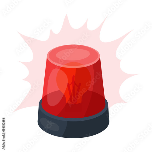 Emergency rotating beacon light icon in cartoon style isolated on white background. Police symbol stock vector illustration.