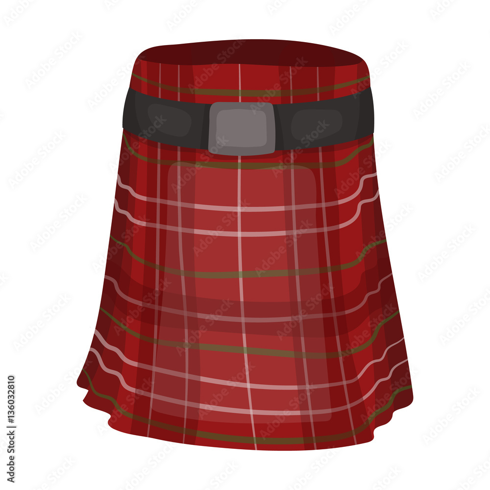 Kilt icon in cartoon style isolated on white background. Scotland