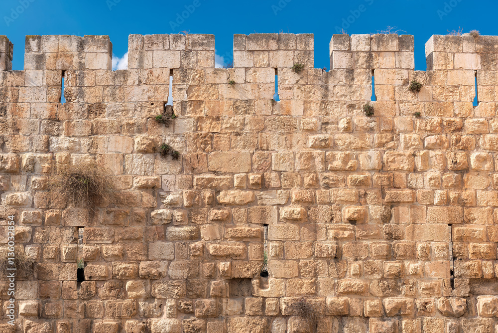 Jerusalem Old City stone wall background, Jerusalem, Israel.