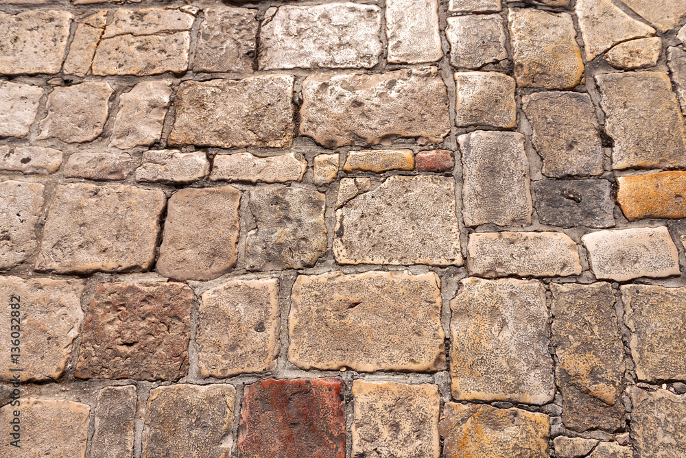 Fototapeta premium Background of Сobblestones strret, Jerusalem, Israel.