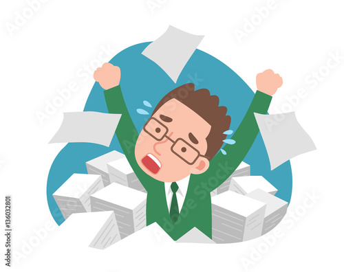 Men receiving heavy workload stresses and lots of paperwork