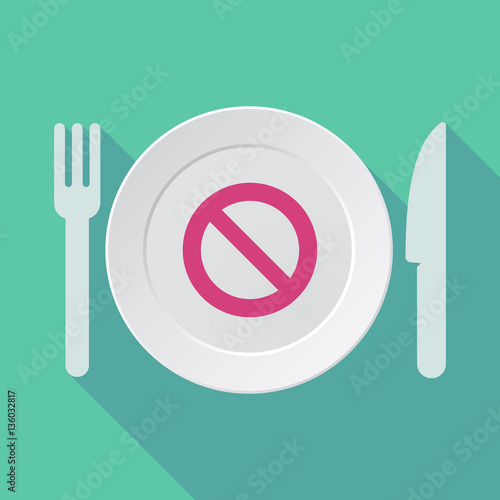 Long shadow tableware with  a forbidden sign
