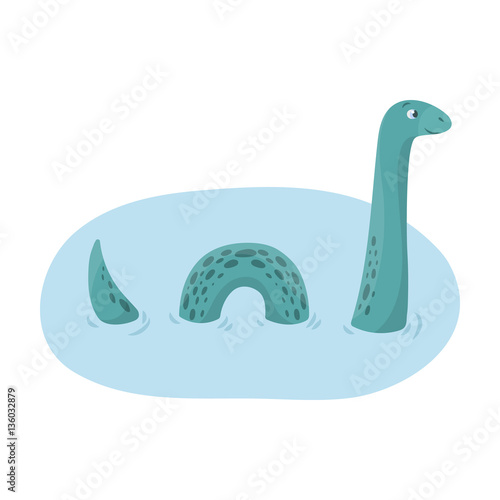 Loch Ness monster icon in cartoon style isolated on white background. Scotland country symbol stock vector illustration.